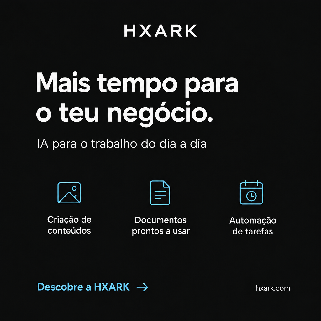 Imagem editada pelo agente HXARK: Mais tempo para o teu negócio, com detalhes azuis.